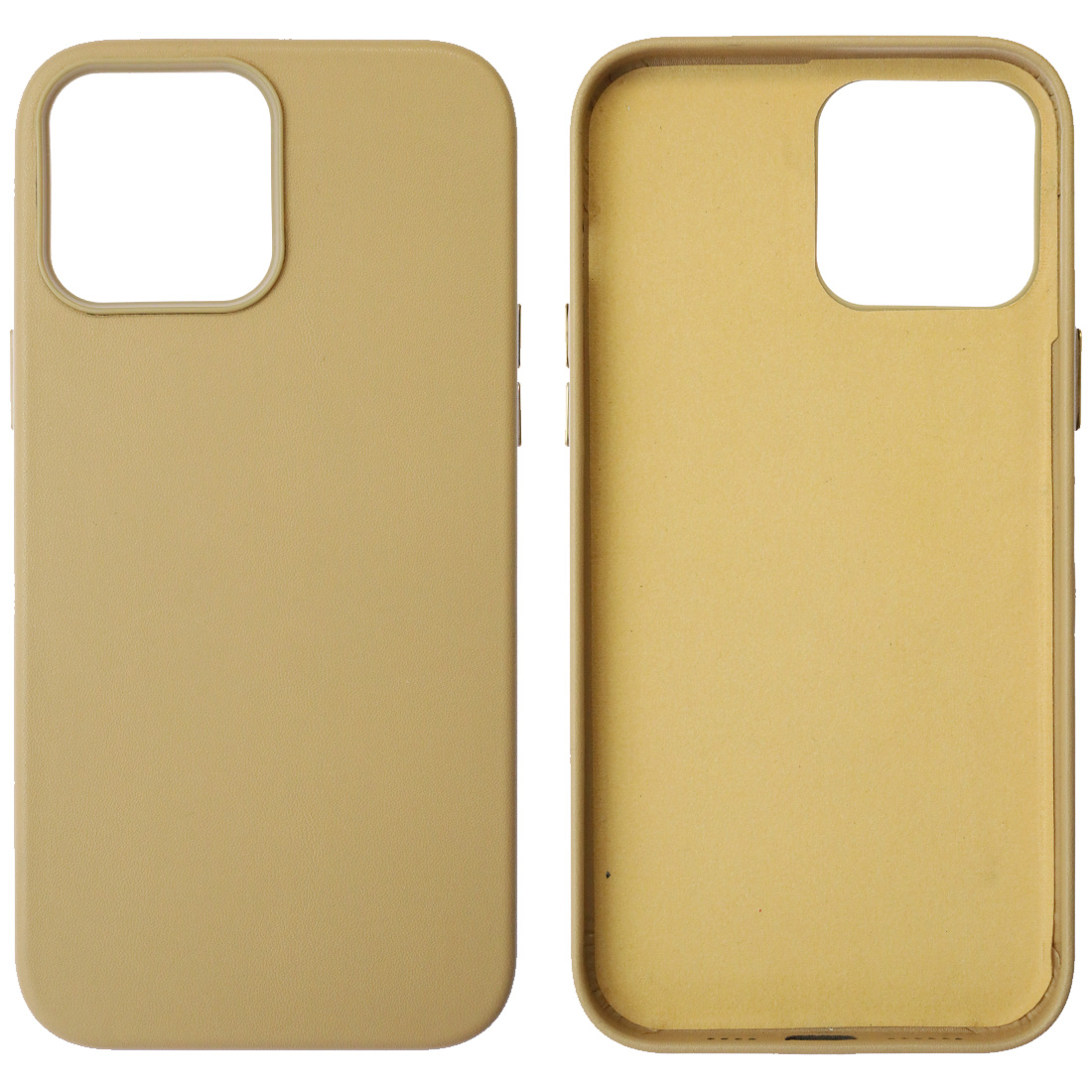 Чехол накладка Leather Case для APPLE iPhone 13 Pro Max, силикон, бархат, экокожа, цвет желто бежевый