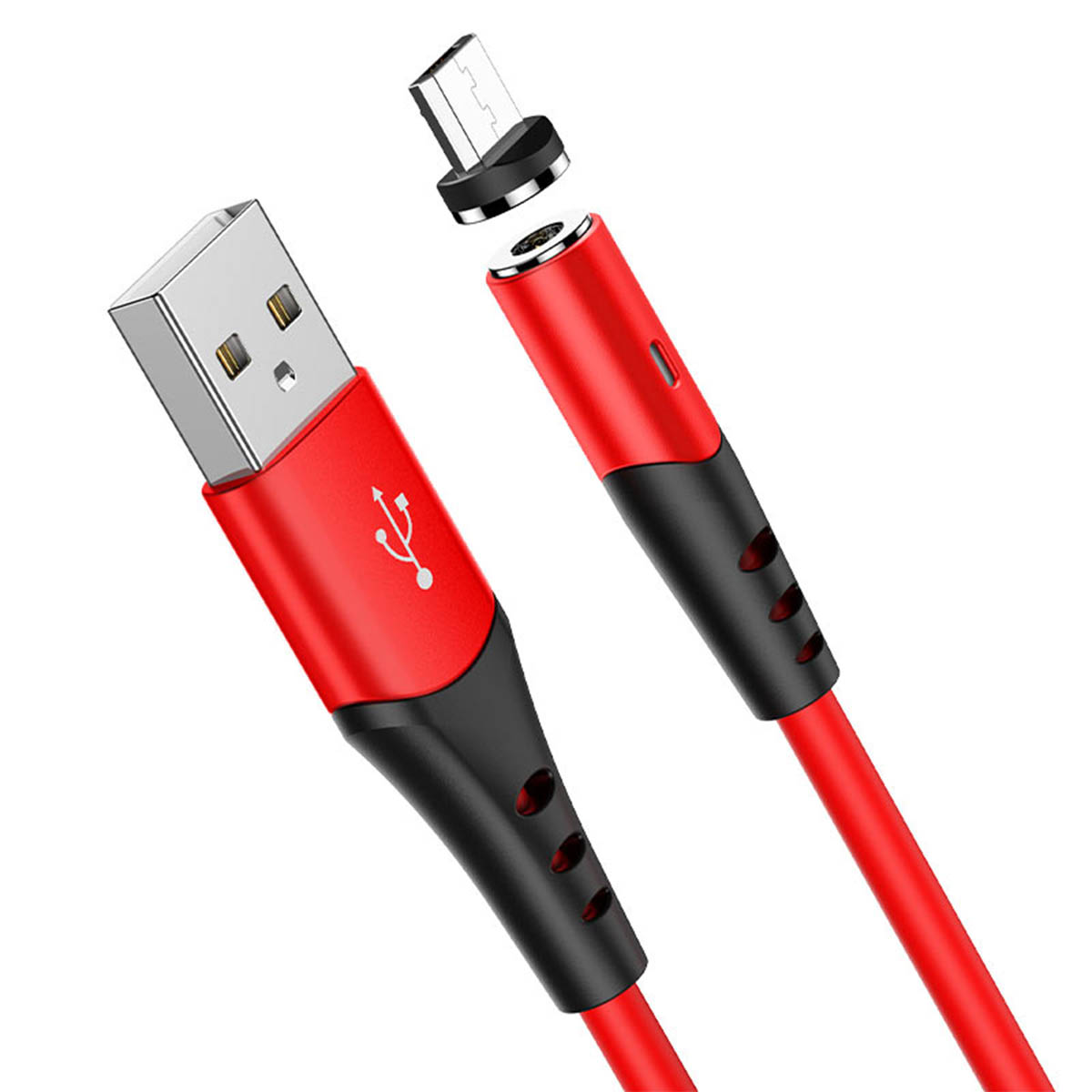 Магнитный зарядный кабель HOCO X60 Honorific, micro USB, 2 A, длина 1 метр, цвет красный