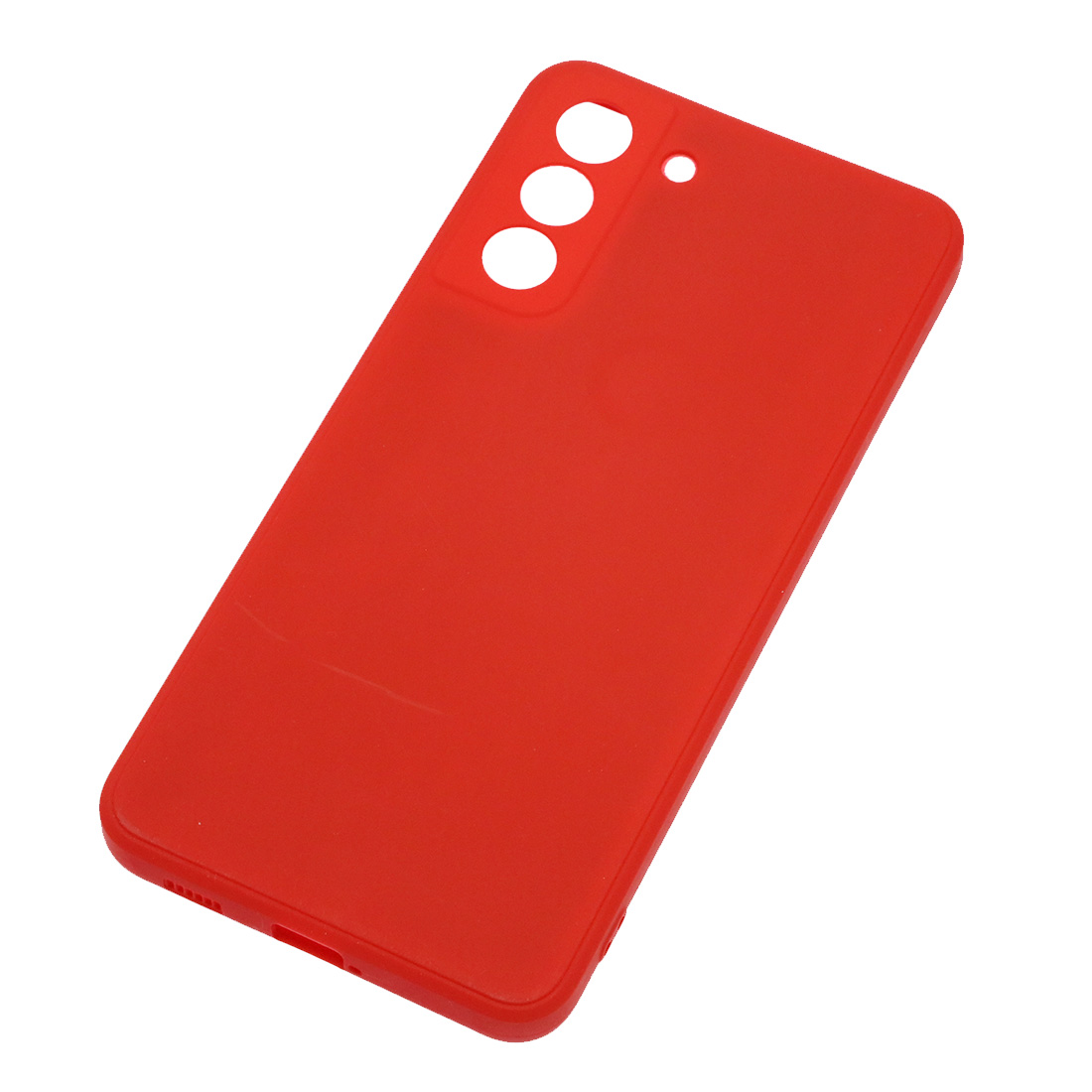 Чехол накладка для SAMSUNG Galaxy S21 FE, силикон, бархат, цвет красный