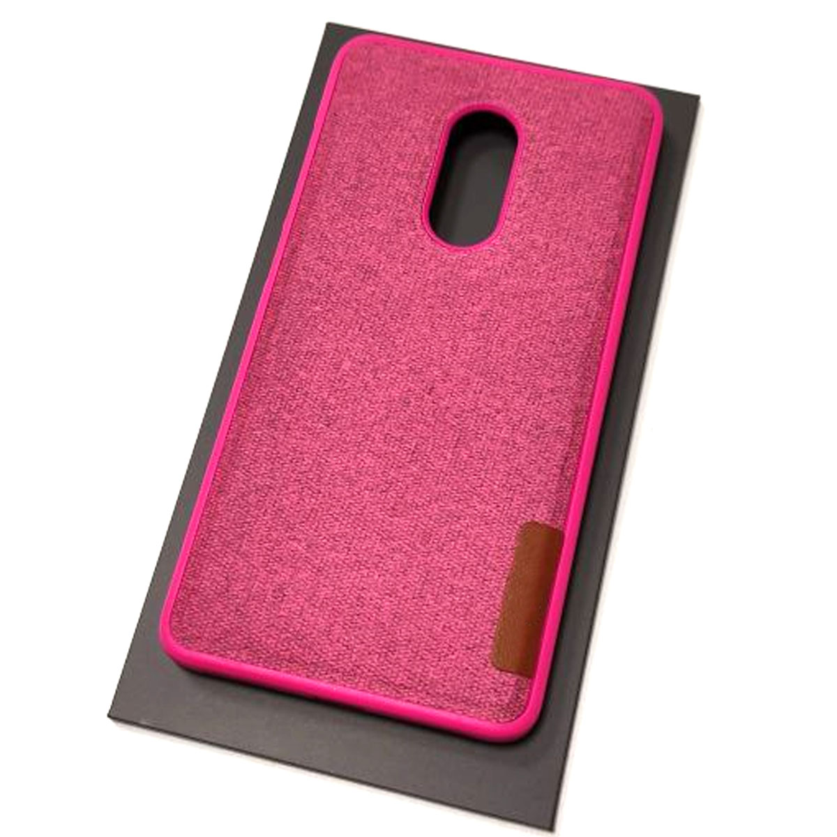 Чехол накладка для XIAOMI Note 4X, силикон, плетение, экокожа, цвет малиновый
