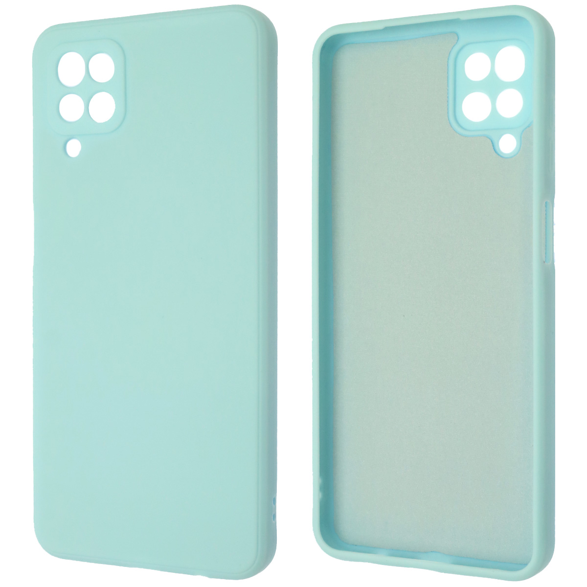 Чехол накладка для SAMSUNG Galaxy A12 4G (SM-A125), M12 (SM-A125F), силикон, бархат, цвет светло голубой