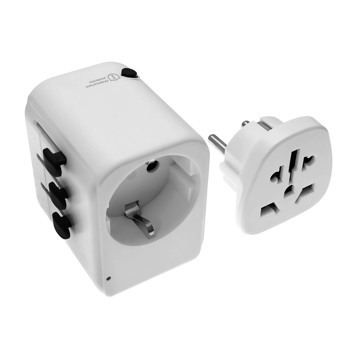 УСЗУ (универсальное сетевое зарядное устройство) / Travel Adapter / переходник TA901F на AUS (Китайскую, Австралийскую), EU (Европейскую), US (Американскую), UK (Английскую) вилку для путешествий с 4 USB портами на 2.4А, 25W 5V/5A, цвет белый.