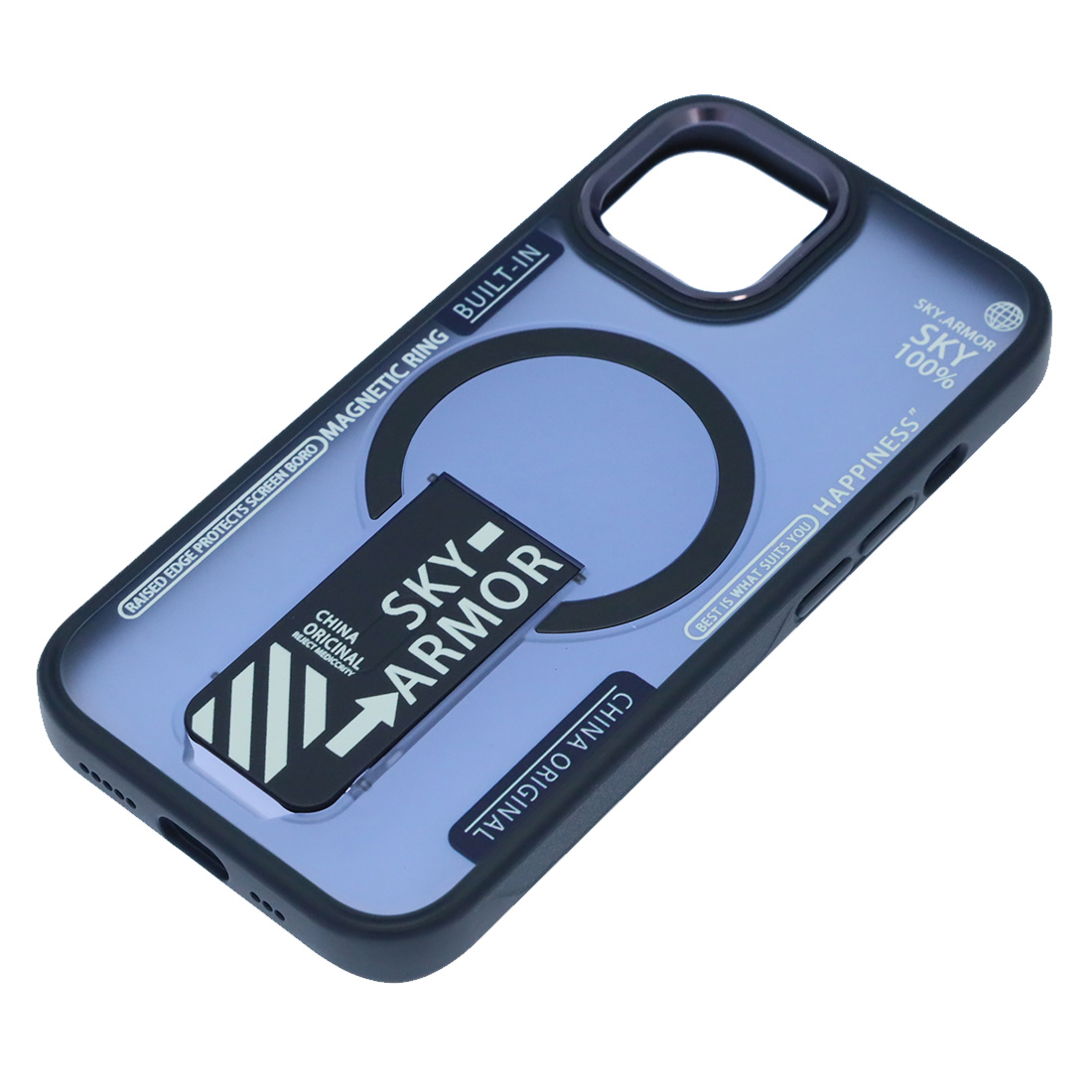 Чехол накладка Sky Armor с поддержкой MagSafe для APPLE iPhone 15, подставка, матовый, цвет темно синий Чехол накладка Sky Armor с поддержкой MagSafe для APPLE iPhone 15, подставка, матовый, цвет темно синий