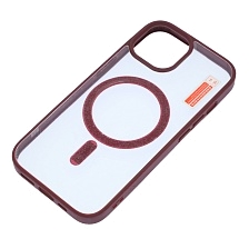 Чехол накладка Magnetic с поддержкой MagSafe для APPLE iPhone 15, силикон, цвет окантовки бордовый Чехол накладка Magnetic с поддержкой MagSafe для APPLE iPhone 15, силикон, цвет окантовки бордовый