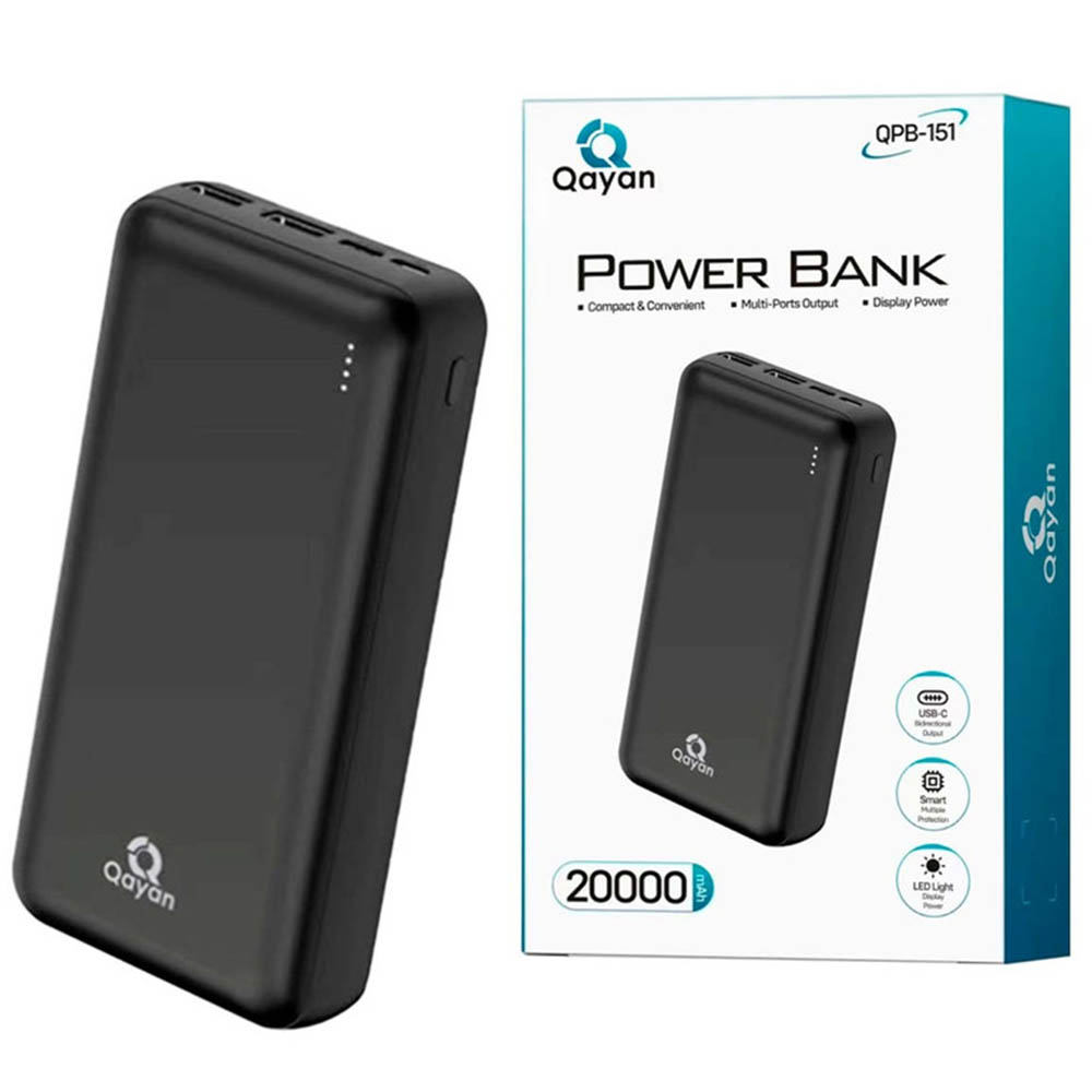 Внешний портативный аккумулятор, Power Bank QAYAN QPB-151, 20000 mAh, цвет черный Внешний портативный аккумулятор, Power Bank QAYAN QPB-151, 20000 mAh, цвет черный