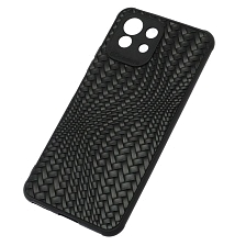 Чехол накладка для XIAOMI MI 11 Lite, силикон, плетение, цвет черный