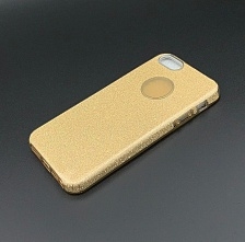 Чехол накладка Shine для APPLE iPhone 5G, 5S, SE, силикон, блестки, цвет золотистый.