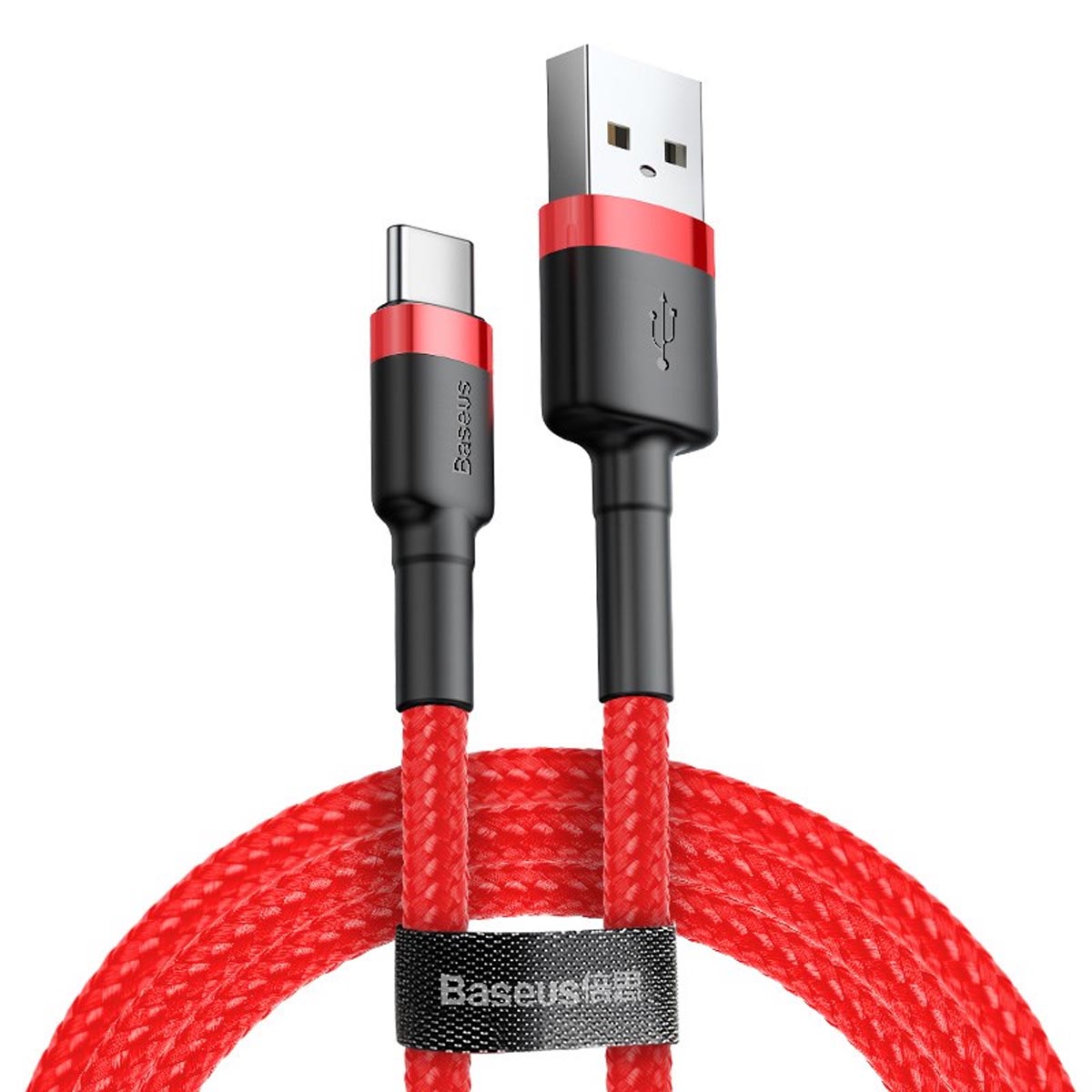 Кабель BASEUS CATKLF-B09 Cafule USB Type C, 3A, длина 1 метр, нейлоновое армирование, цвет красный