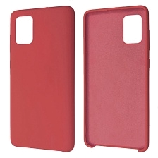 Чехол накладка Silicon Cover для SAMSUNG Galaxy A71 (SM-A715), силикон, бархат, цвет красная роза