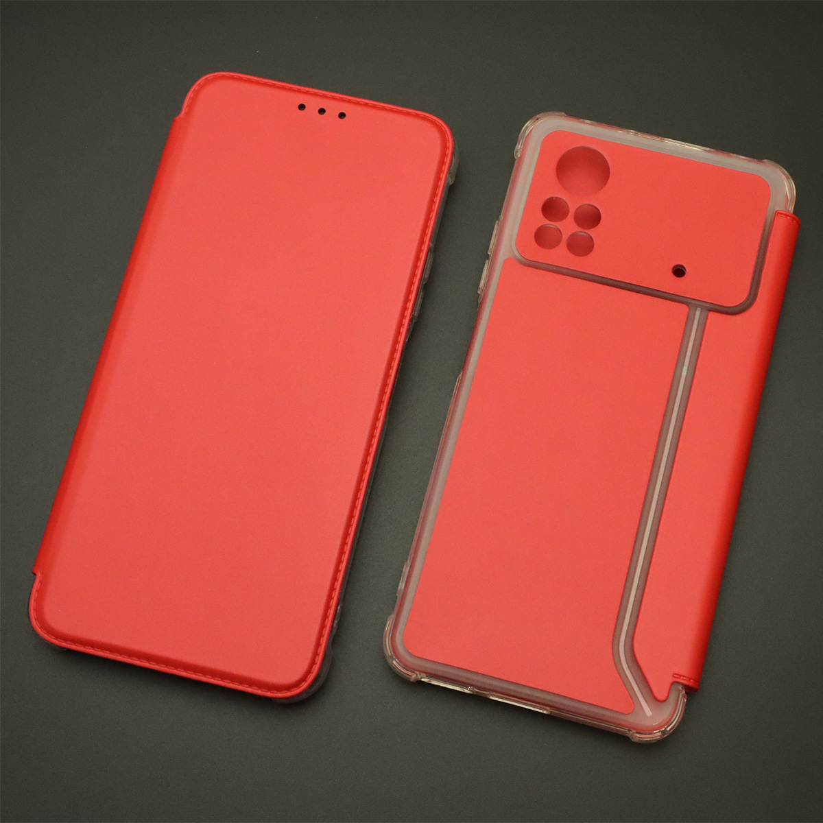 Чехол книжка для XIAOMI POCO X4 Pro 5G, экокожа, визитница, цвет красный Чехол книжка для XIAOMI POCO X4 Pro 5G, экокожа, визитница, цвет красный