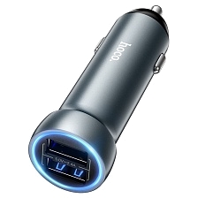 АЗУ (Автомобильное зарядное устройство) HOCO Z54 Prosperous, 15.5W, 2 USB A, цвет темно серебристый
