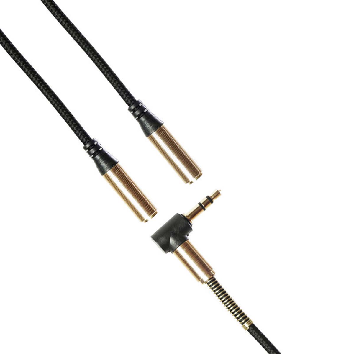 Разветвитель AUX AX01 на наушники 3,5 Jack и микрофон 3,5 Jack, тканевый с металлическими разъёмами, цвет черный