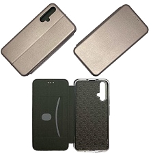Чехол книжка для HUAWEI HONOR 20, экокожа, визитница, цвет серебристый