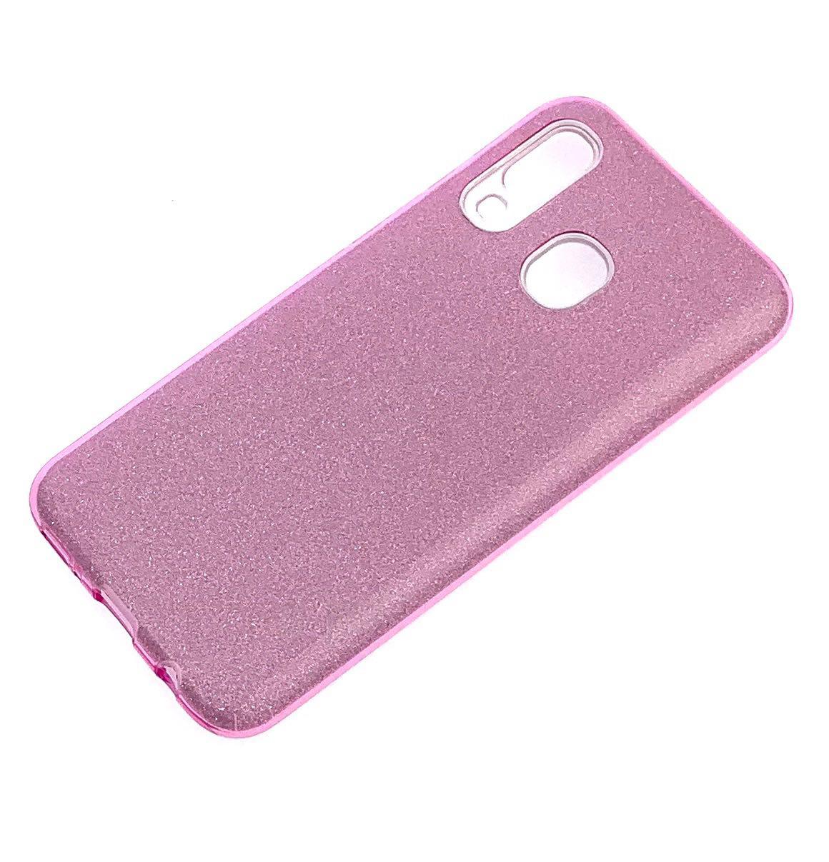 Чехол накладка Shine для SAMSUNG Galaxy A70 (SM-A705), A70s (SM-A707), силикон, блестки, цвет розовый.