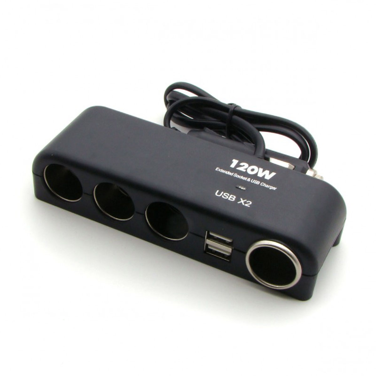 Автомобильный разветвитель OLESSON 1525, 120W, 12/24V, 4 выхода прикуривателя, 2 USB, цвет черный