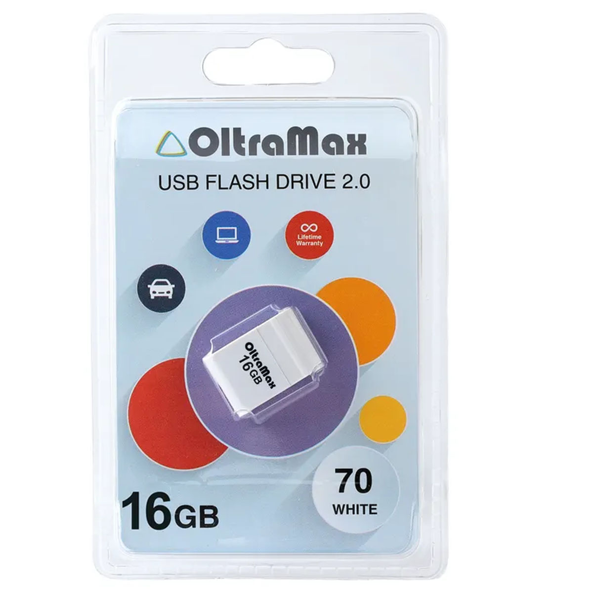 Флешка USB 2.0 16GB OltraMax 70, цвет белый