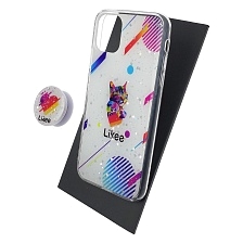 Чехол накладка для APPLE iPhone 11, силикон, фактурный глянец, с поп сокетом, рисунок Likee