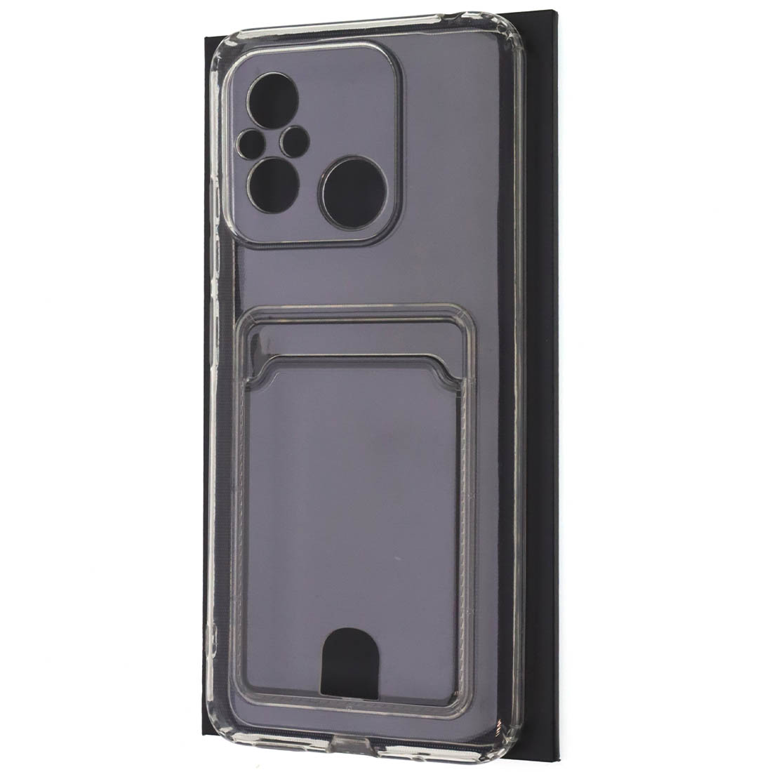 Чехол накладка CARD CASE для XIAOMI Redmi 12C, POCO C55, силикон, защита камеры, отдел для карт, цвет прозрачный Чехол накладка CARD CASE для XIAOMI Redmi 12C, POCO C55, силикон, защита камеры, отдел для карт, цвет прозрачный