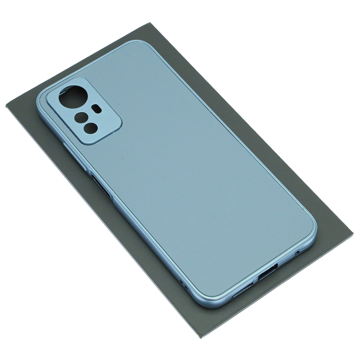 Чехол накладка для XIAOMI Redmi Note 12S, защита камеры, силикон, пластик, цвет серо голубой