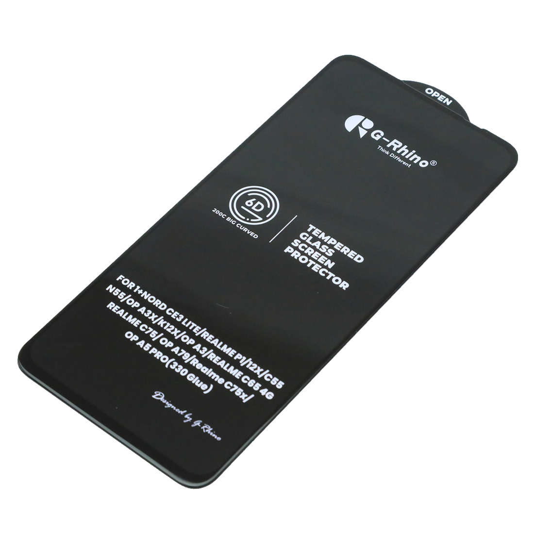 Защитное стекло 6D G-Rhino 200C (330 Glue) для Realme C55, Realme C65, Realme C67, Realme C75, Realme C71, цвет окантовки черный (Тип 1)