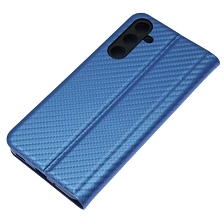 Чехол книжка CHESS для SAMSUNG Galaxy A16, текстура карбон, визитница, цвет синий
