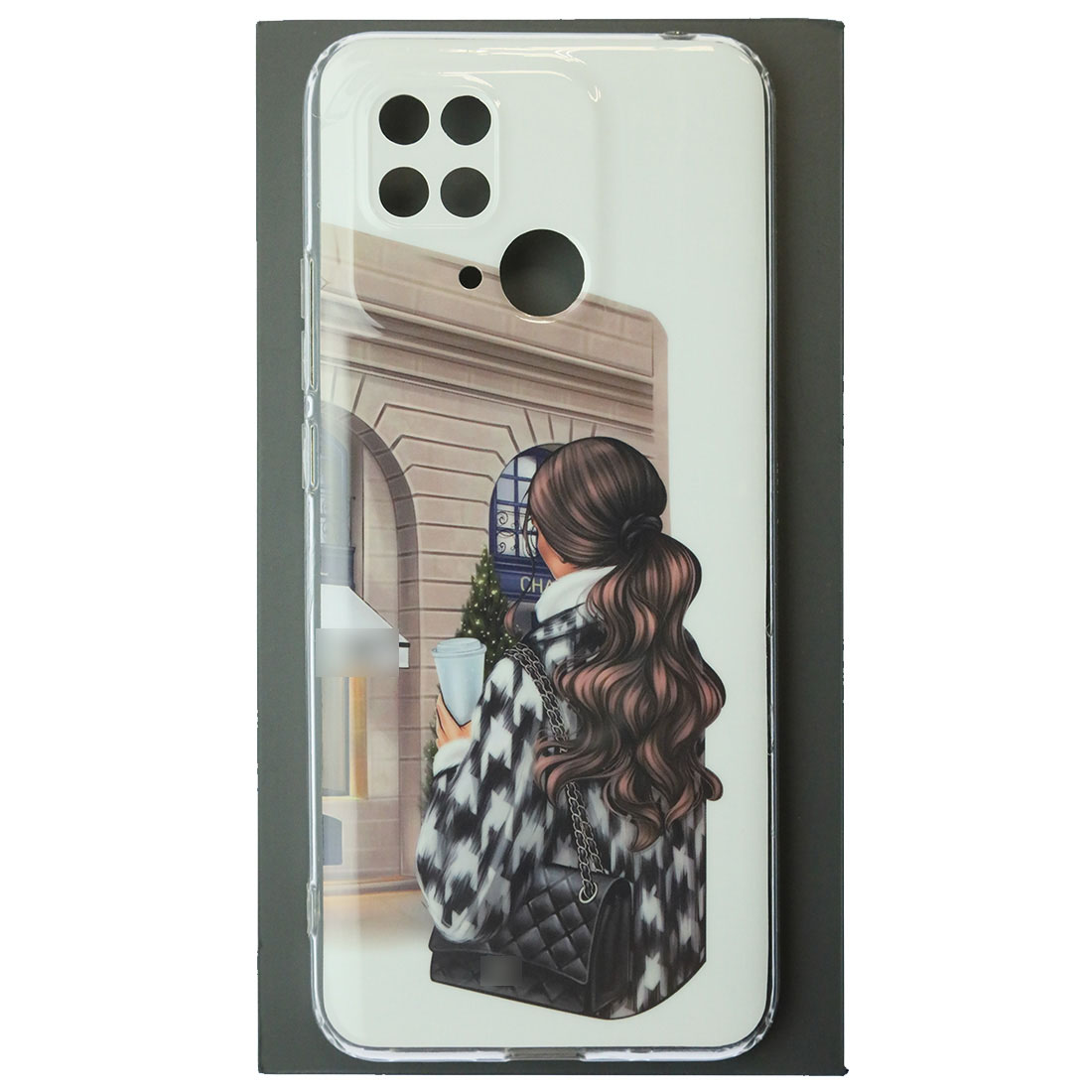 Чехол накладка для XIAOMI Redmi 10C, XIAOMI POCO C40, защита камеры, силикон, глянцевый, рисунок Девушка с сумкой