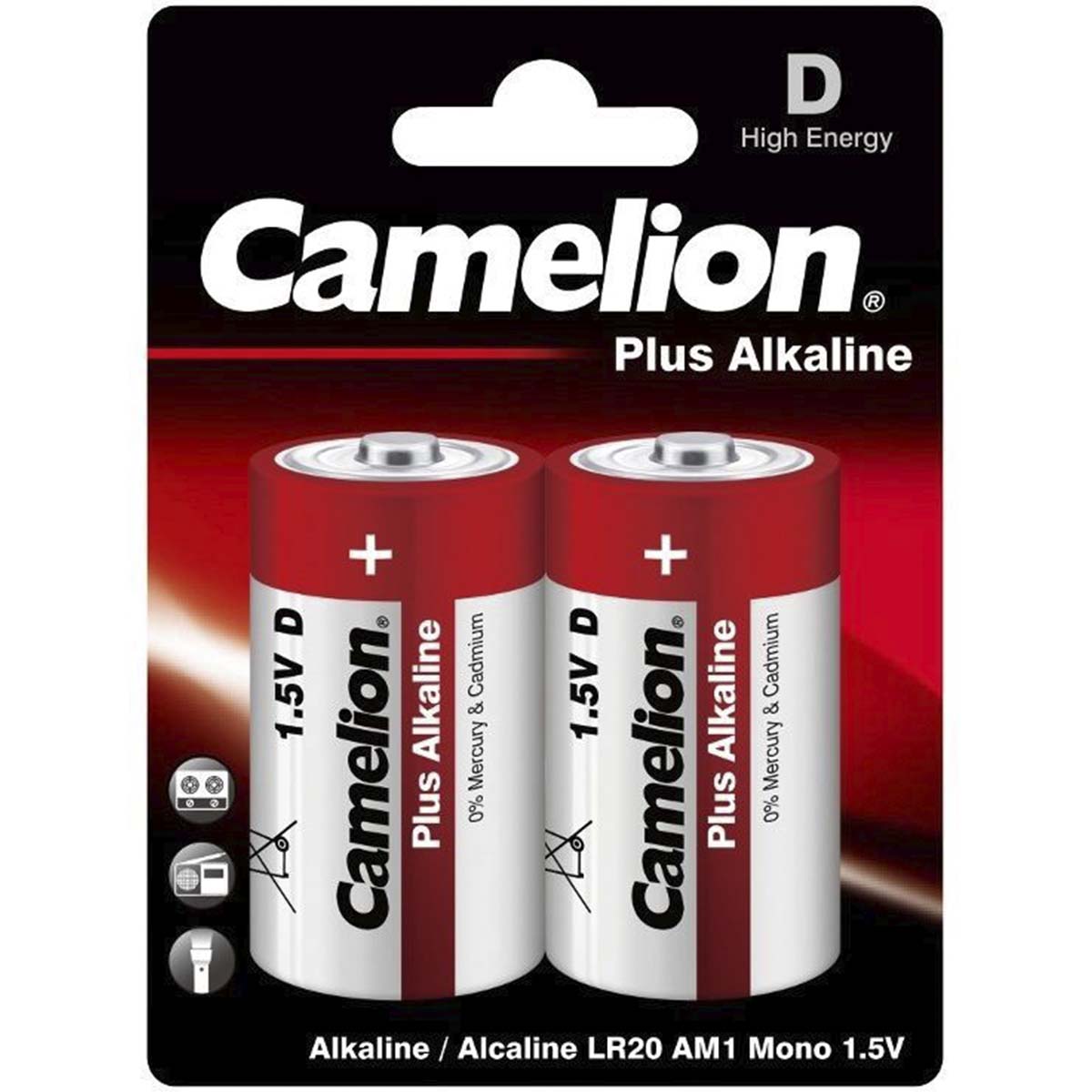 Батарейка CAMELION Plus Alkaline LR20 BL2, LR20-BP2