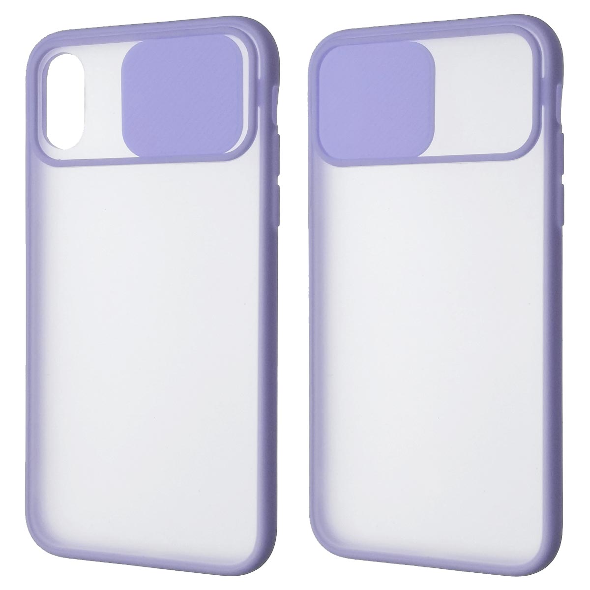 Чехол накладка для APPLE iPhone X, iPhone XS, силикон, пластик, матовый, со шторкой для защиты задней камеры, цвет окантовки сиреневый