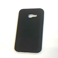 Чехол накладка для SAMSUNG Galaxy A3 2017, силикон, под кожу, цвет черный