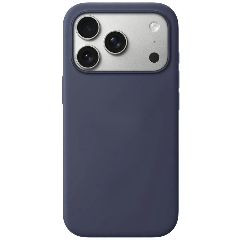 Чехол накладка Silicone Case с поддержкой MagSafe для Apple iPhone 17 Pro Max, L-ogo, бархатная подложка, цвет темно синий