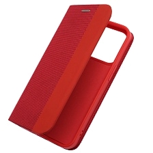 Чехол книжка MESH для APPLE iPhone 13 Pro (6.1), текстиль, силикон, бархат, визитница, цвет красный