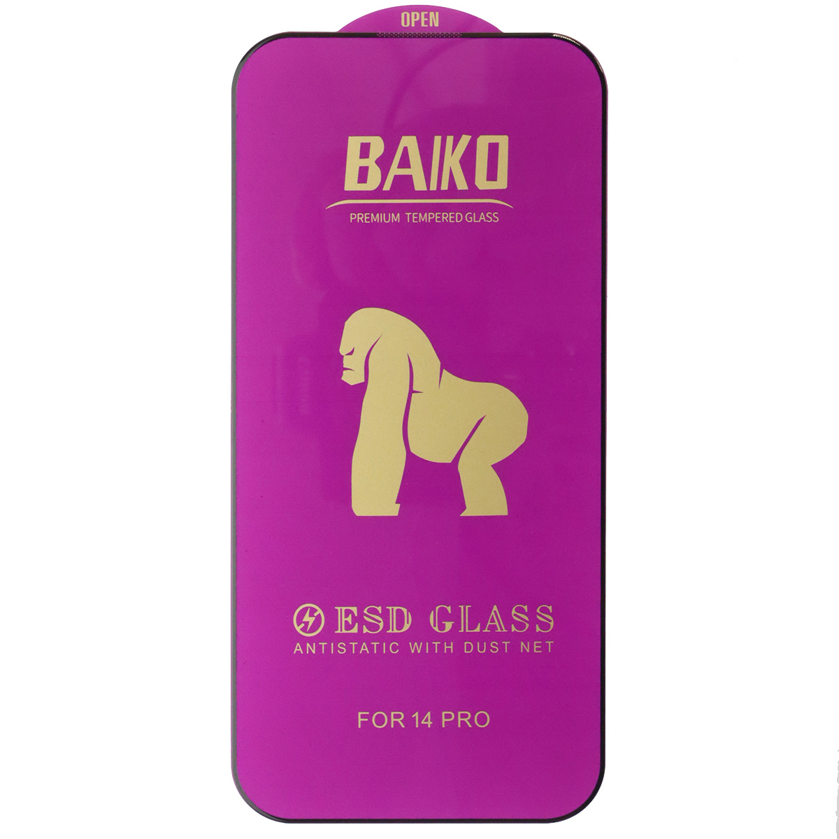 Защитное стекло BAIKO для APPLE iPhone 14 Pro (6.1), с сеточкой на динамике, цвет окантовки черный