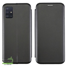 Чехол книжка для SAMSUNG Galaxy A51 (SM-A515), визитница, цвет черный.