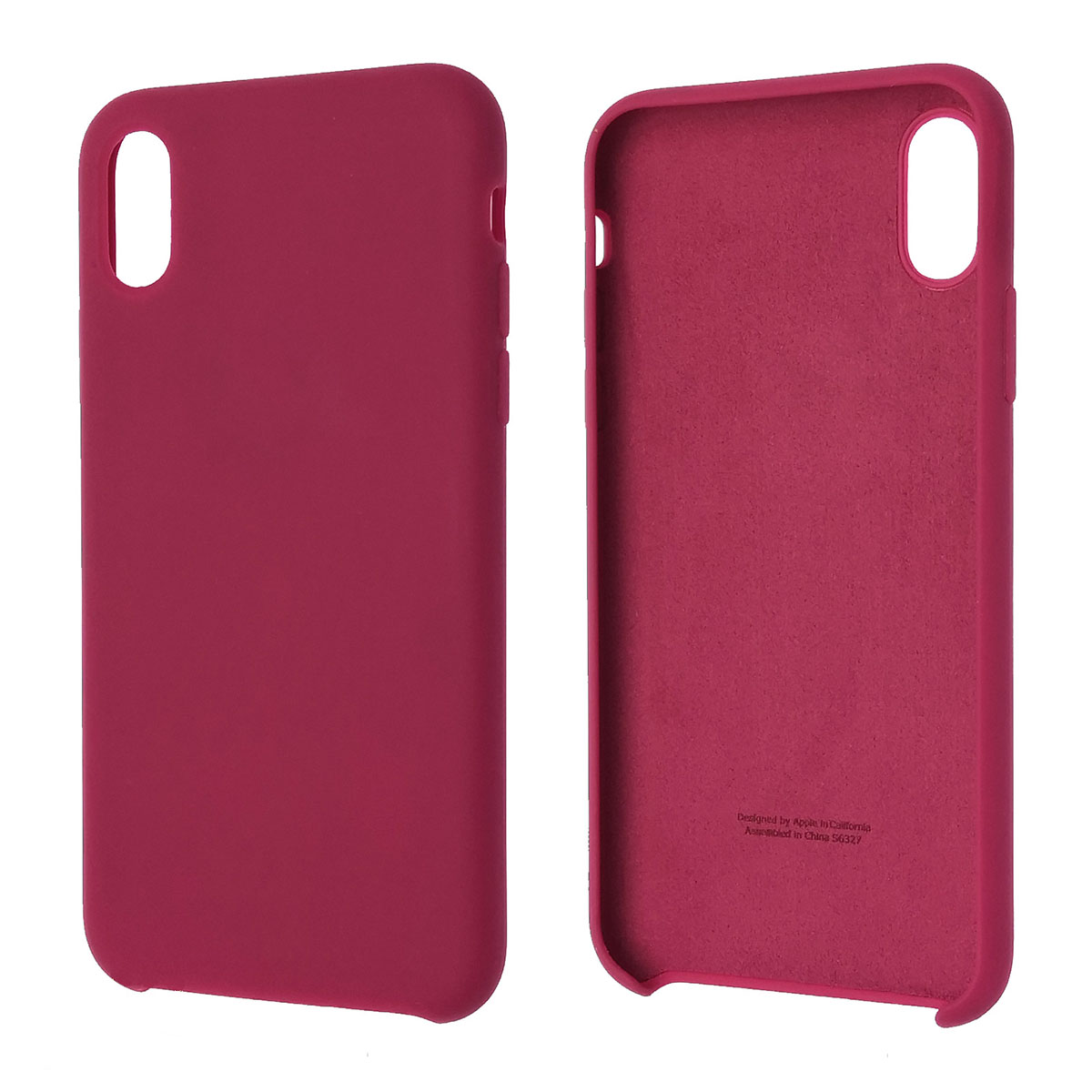 Чехол накладка Silicon Case для APPLE iPhone X, iPhone XS, силикон, бархат, цвет вишневый