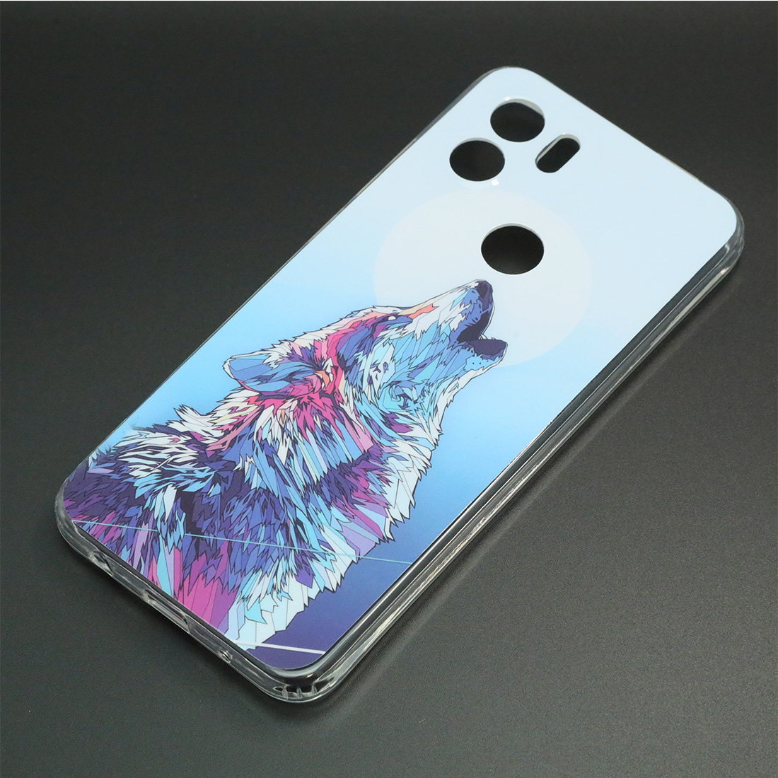 Чехол накладка для XIAOMI Redmi A1 Plus, Redmi A2 Plus, POCO C51, защита камеры, силикон, глянцевый, рисунок Волк воет на луну