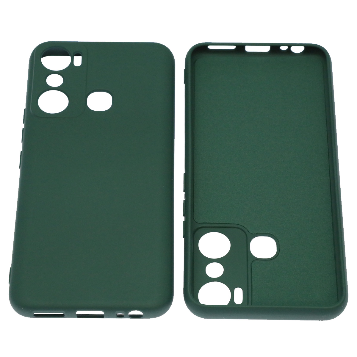 Чехол накладка NANO для INFINIX Hot 20i, силикон, бархат, цвет темно зеленый