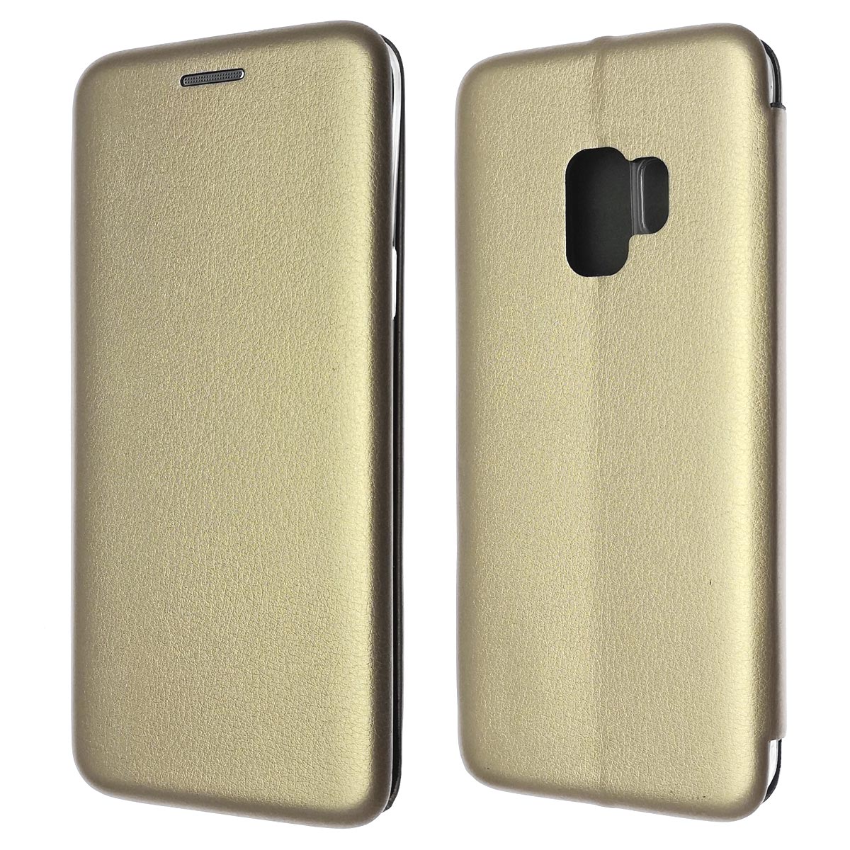 Чехол книжка для SAMSUNG Galaxy S9 (SM-G960), экокожа, визитница, цвет золотистый