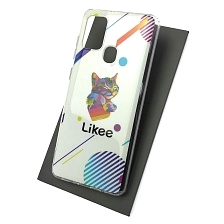 Чехол накладка Vinil для SAMSUNG Galaxy A21s (SM-A217), силикон, рисунок Likee Cat.