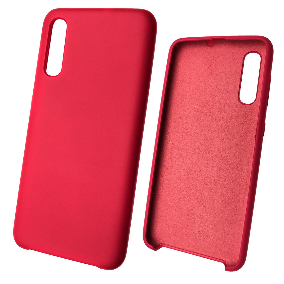 Чехол накладка Silicon Cover для SAMSUNG Galaxy A50 (SM-A505), A30s (SM-A307), A50s (SM-A507), силикон, бархат, цвет красная роза.