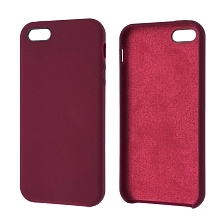 Чехол накладка Silicon Case для APPLE iPhone 5, iPhone 5S, iPhone SE, силикон, бархат, цвет темно пурпурный