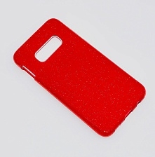 Чехол накладка Shine для SAMSUNG Galaxy S10e (SM-G970), силикон, блестки, цвет красный.