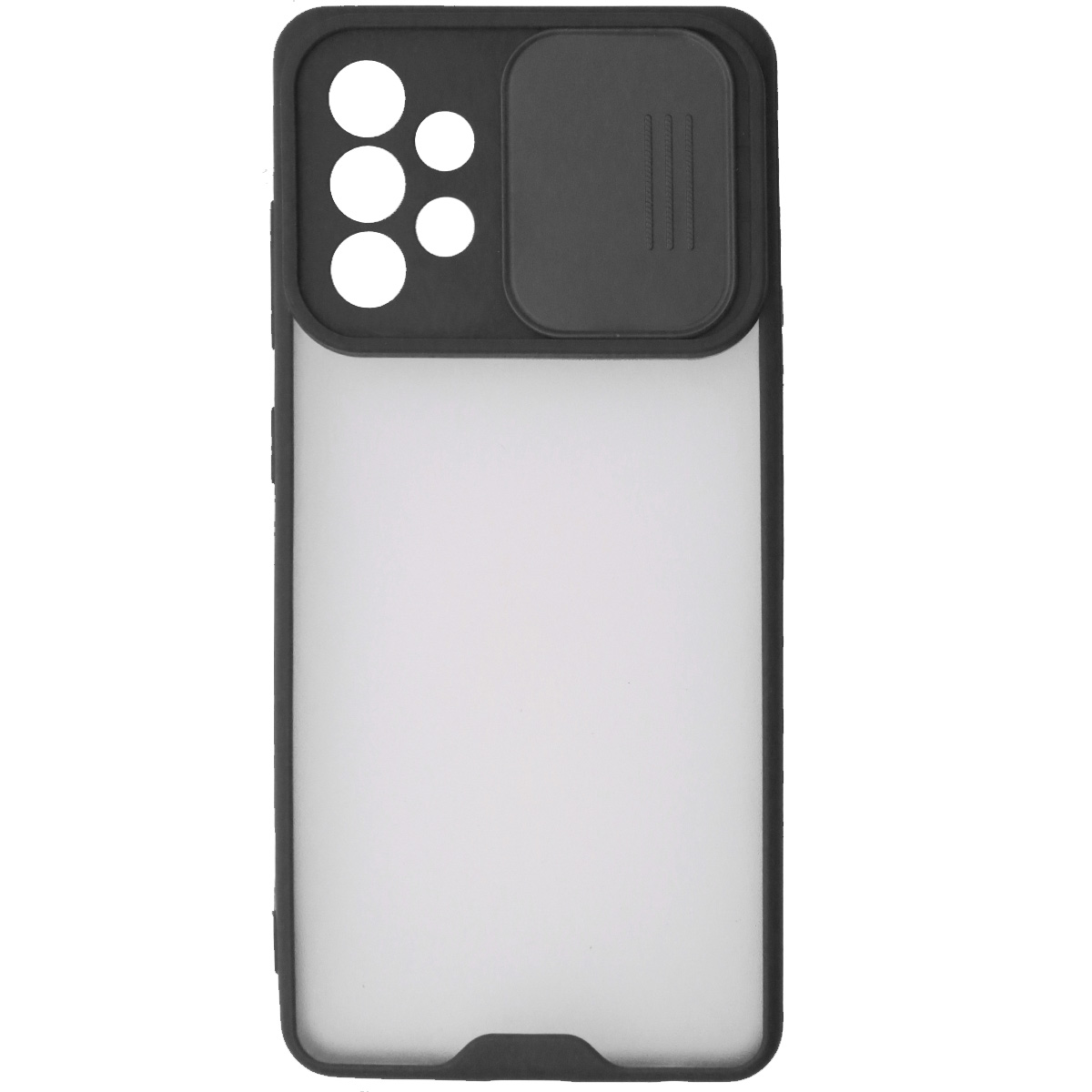 Чехол накладка LIFE TIME для SAMSUNG Galaxy A52 (SM-A525), силикон, пластик, матовый, со шторкой для защиты задней камеры, цвет окантовки черный