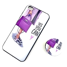 Чехол накладка для XIAOMI REDMI GO, силикон, попсокет, рисунок девушка с сумкой, цвет белый.