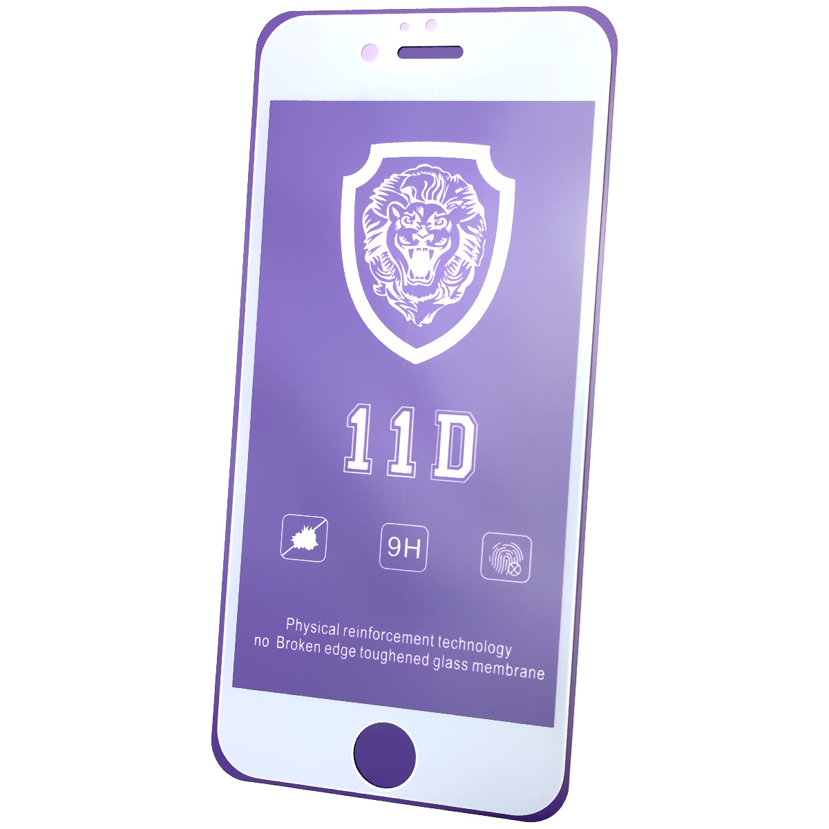 Защитное стекло 11D LION FULL GLUE для APPLE iPhone 6, iPhone 6G, iPhone 6S, цвет окантовки белый.