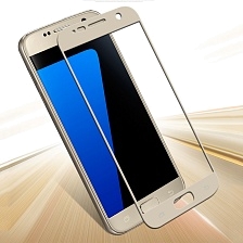 Защитное стекло "С рамкой" SAMSUNG A310F (A3 2016) Золото.