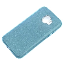 Чехол накладка Shine для SAMSUNG Galaxy J2 Pro 2018 (SM-J250), силикон, блестки, цвет голубой