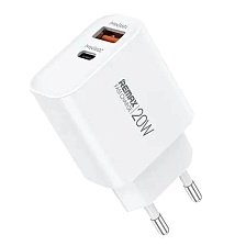 СЗУ (Сетевое зарядное устройство) REMAX Kiddy RP-U120, 20W, 1 USB, 1 USB Type C, цвет белый