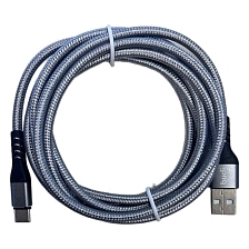 Кабель BUDI DC197T20H USB A на USB Type C, 3A, длина 2 метра, цвет серебристый