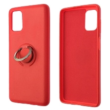 Чехол накладка RING для SAMSUNG Galaxy M51 (SM-515), силикон, бархат, кольцо держатель, цвет красный