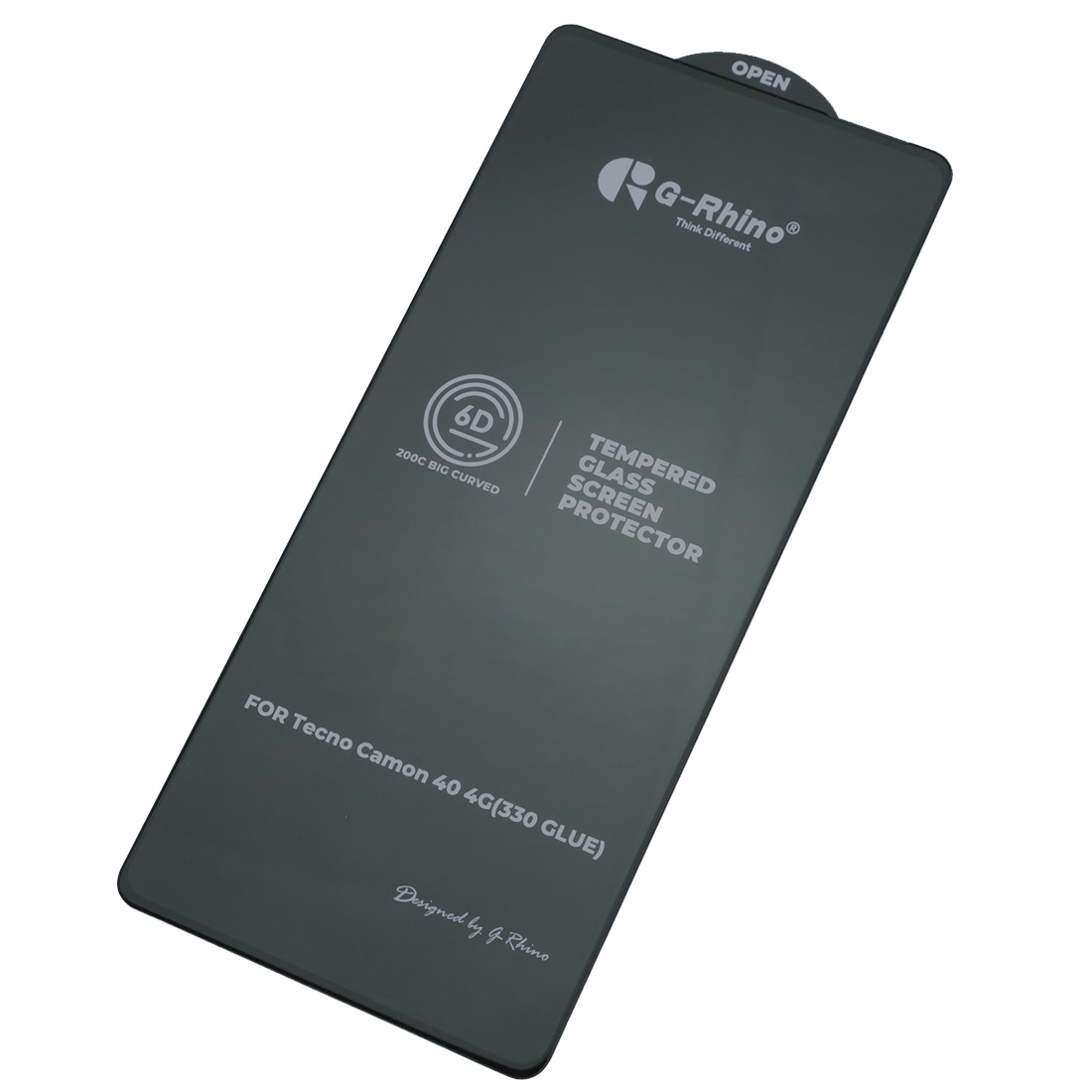 Защитное стекло 6D G-Rhino 200C (330 Glue) для TECNO Camon 40 4G, цвет окантовки черный (Тип 2)